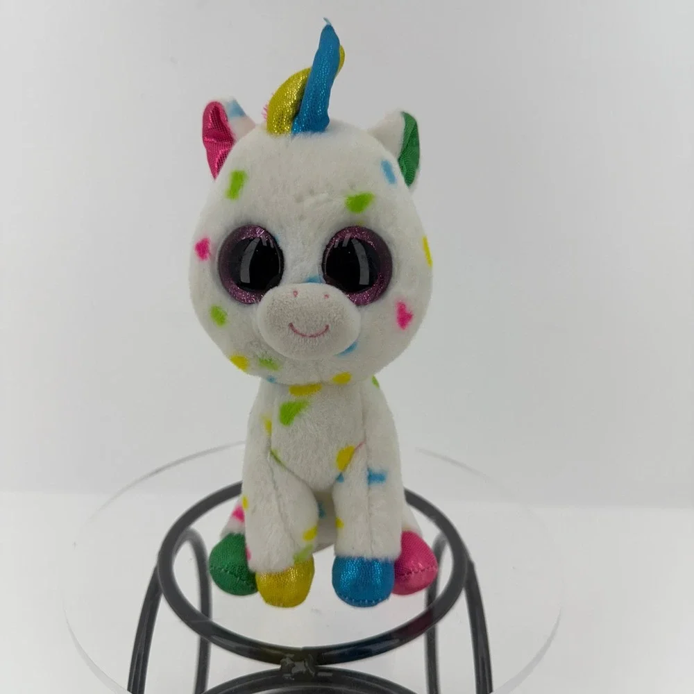 Ty Bennie Boss HARMONIE Unicorn Plush toy‎ 6 Inch White Multi & Glitter Eyes